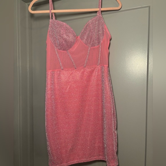 NWT Shimmery Pink Mini Dress | Large - Picture 3 of 10